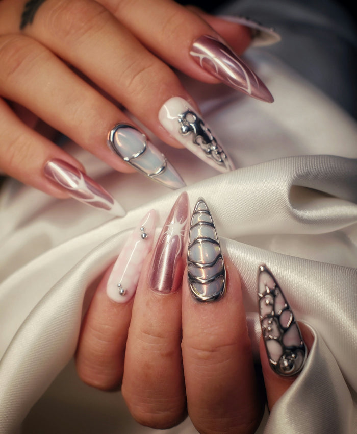 Dazzle with Midnight Blush: Transform Your Nail Art Using Gotti Press On Nails and Gel Polish Techniques