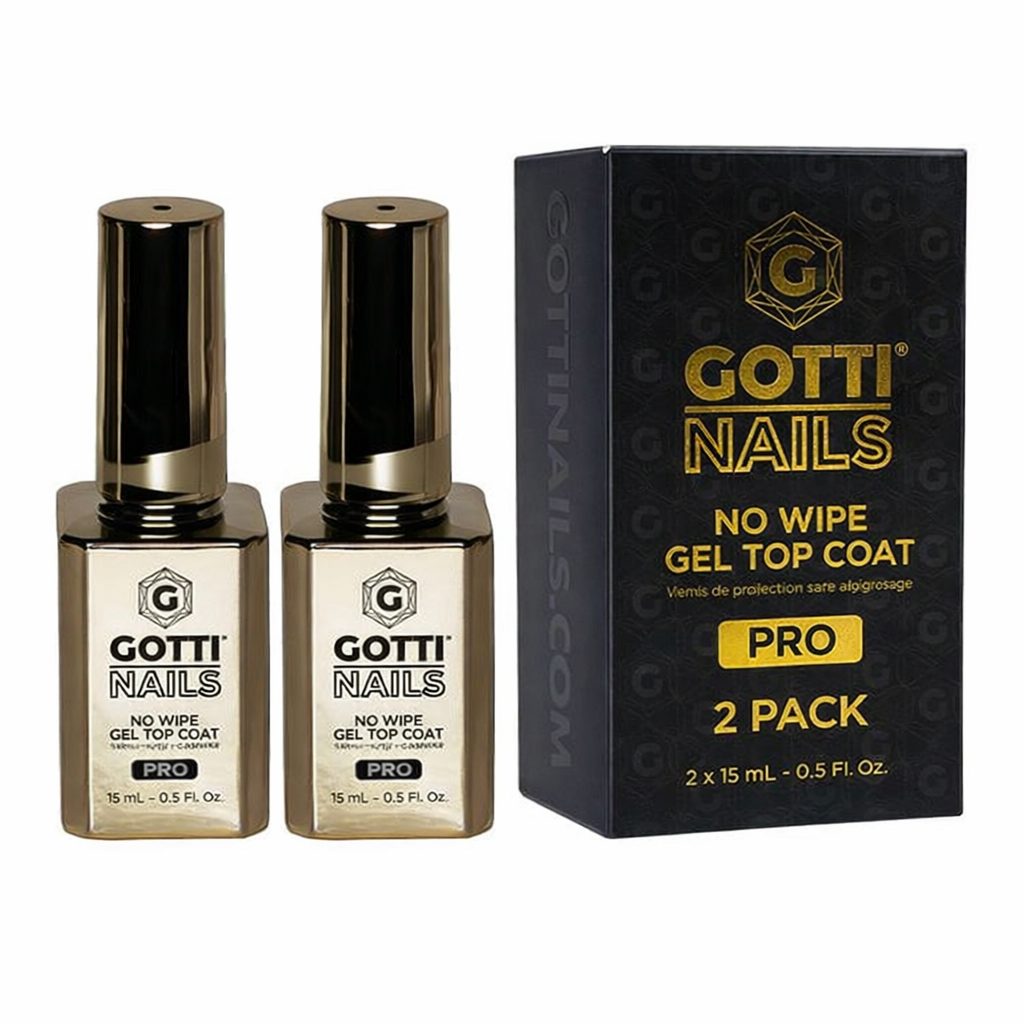 Gotti No Wipe Gel Top Coat - Super Slick - New and Improved Formula (GOLD BOTTLE)